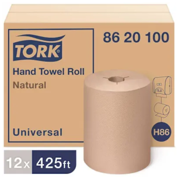 PAPER TOWELS, HARDWOUND, TORK, NATURAL, 425 FT/ROLL, 12 ROLLS/CT MAIN